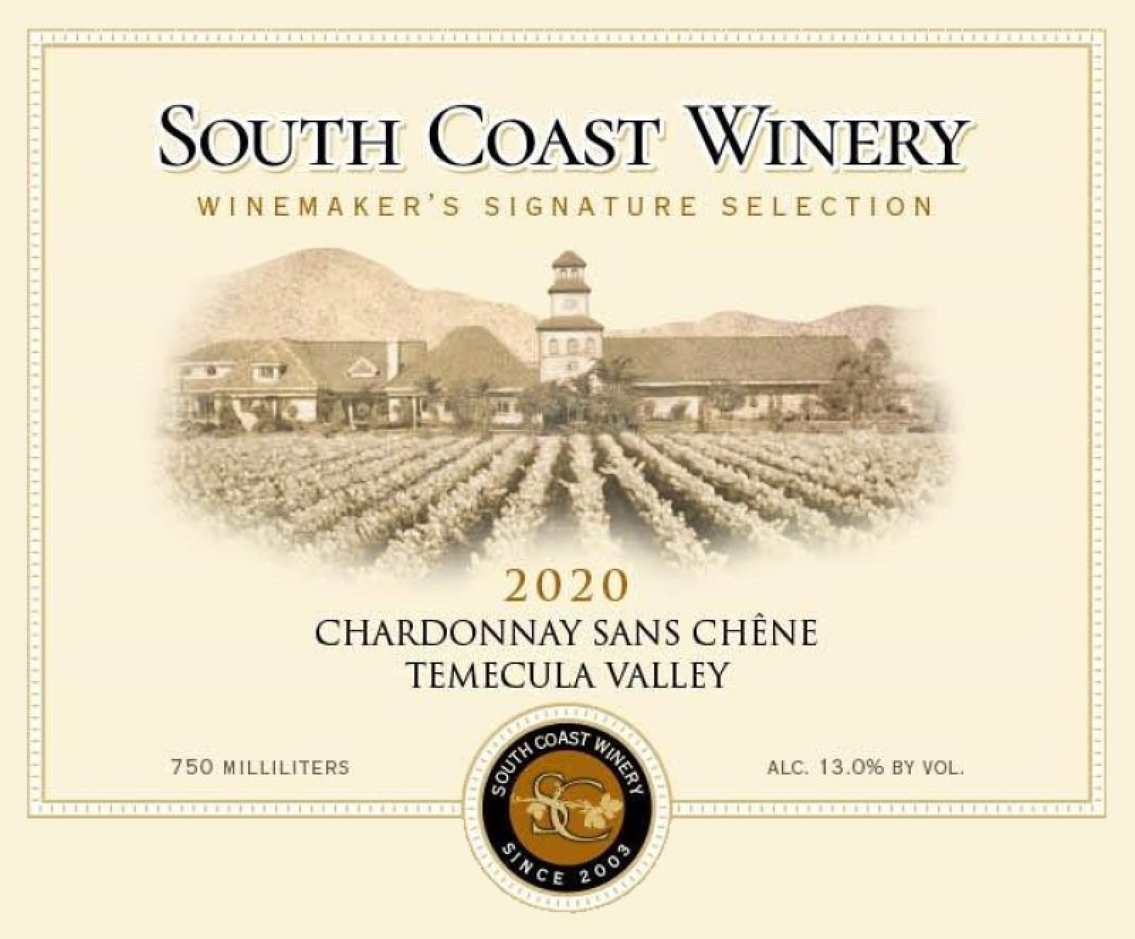 South Coast Chardonnay Sans Chene Temecula Valley AVA 2020