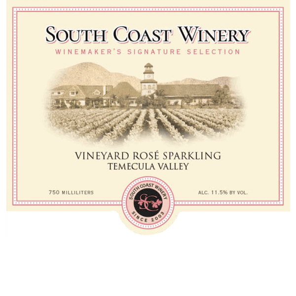 South Coast Sparkling Vineyard Rose 2018 label