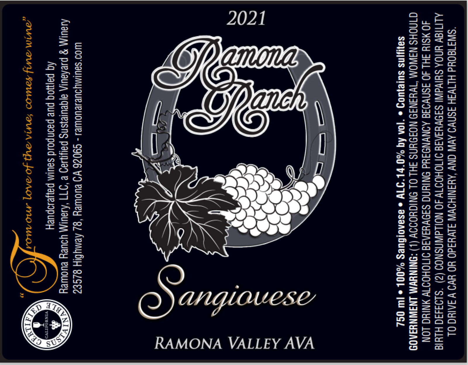 2021 Ramona Ranch Sangiovese