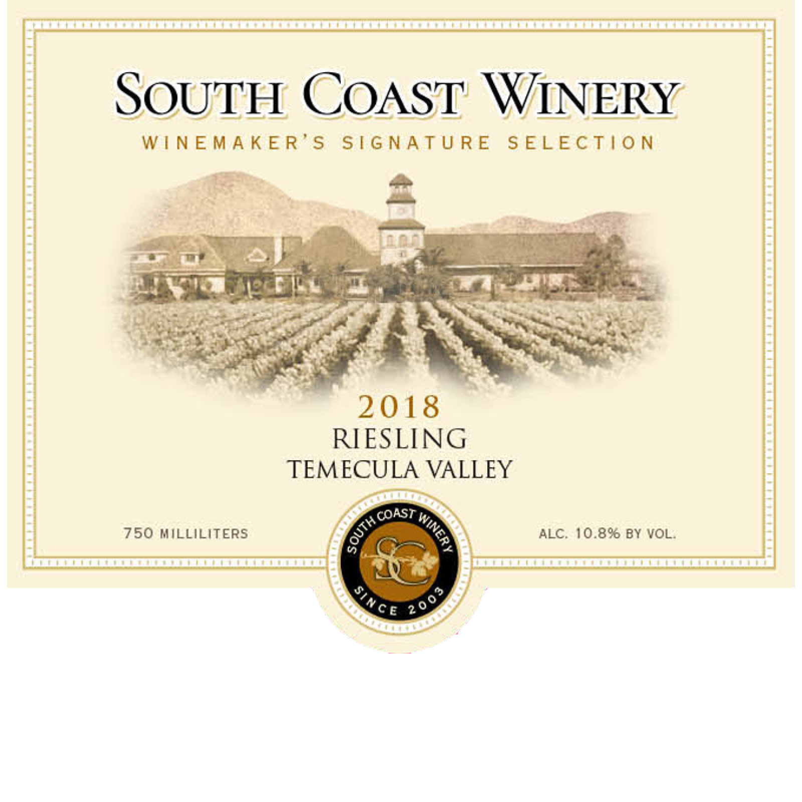 South Coast Winery Riesling 2018