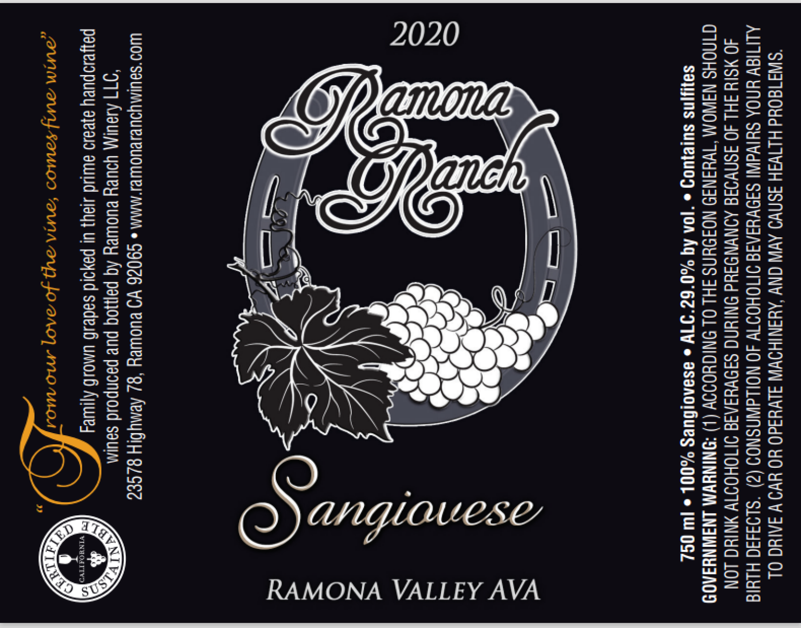 2020 Ramona Ranch Sangiovese